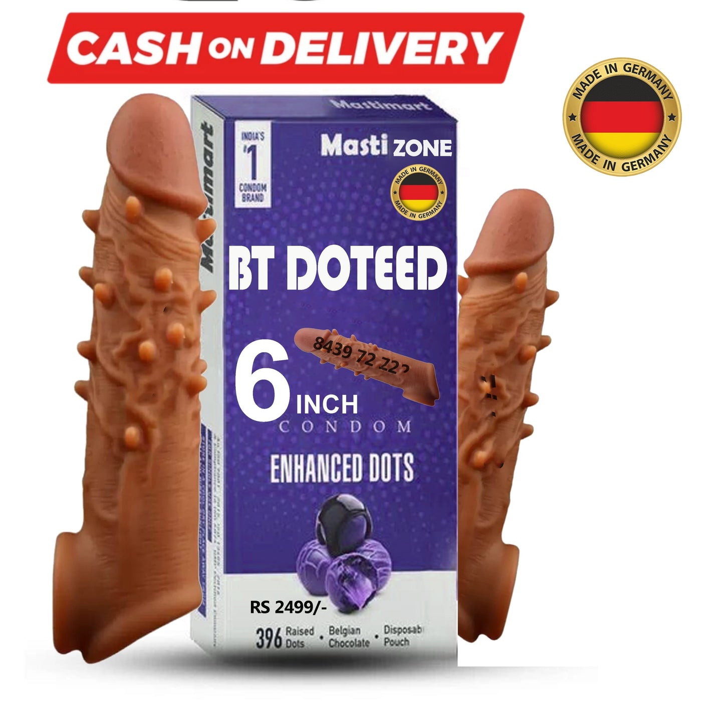 6 Inch BT Dotted Condom with Realistic Texture